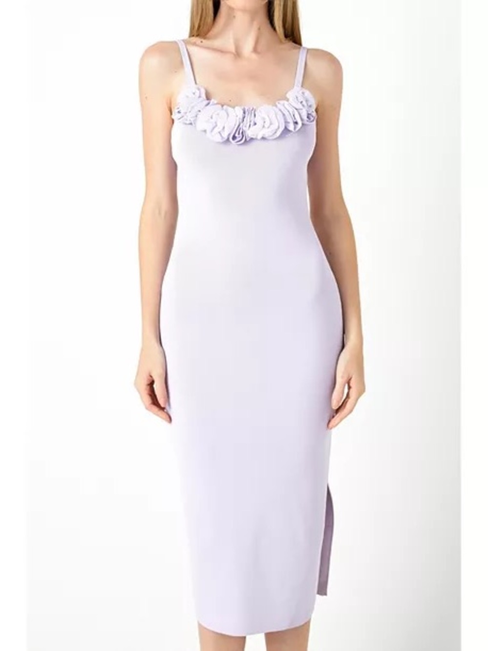endless rose Women’s Mixed 3D Flower Knit Midi Dress, size S